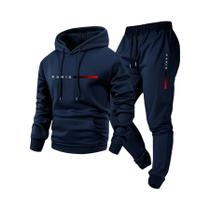 Conjunto De Moletom Masculino Com Capuz E Calças, Estampa De Letras Paris, Casual E Quente Para
