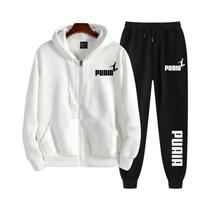 Conjunto De Moletom Masculino Com Capuz E Calças, Jaqueta Casual Com Zíper, 2 Peças, Tendência De
