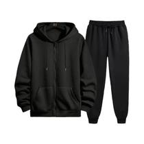 Conjunto De Moletom Masculino De 2 Peças Com Capuz E Zíper, Camiseta De Manga Longa, Traje De Outono