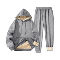 Conjunto De Moletom Masculino De Inverno Com Capuz E Calça Jogger, Quente E Acolchoado, Casual