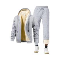 Conjunto De Moletom Masculino De Inverno Grosso E Quente Com Capuz E Calça Esportiva De Duas Peças