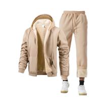 Conjunto De Moletom Masculino De Inverno Grosso E Quente Com Capuz E Calça Esportiva De Duas Peças