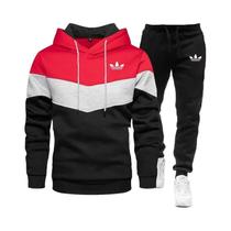 Conjunto De Moletom Masculino Outono Inverno Com Capuz Para Corrida Casual Roupa Esportiva Moletom E