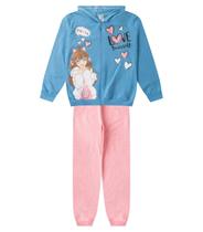 Conjunto De Moletom Menina Com Capuz Kappes Azul