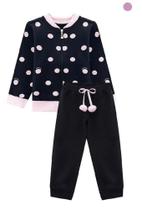 Conjunto de Moletom Menina Preto de Bolinhas Rosa Conjunto de Moletom Menina Preto de Bolinhas Rosa