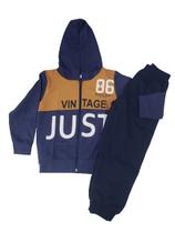 Conjunto de moletom menino 100% algodão c/ capuz tam 04