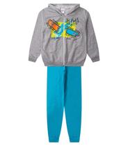 Conjunto De Moletom Menino Com Capuz Kappes Cinza