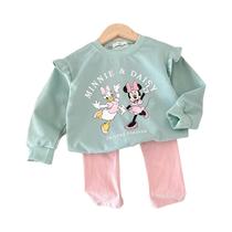 Conjunto De Moletom Minnie Mickey Para Crianças Meninos E Meninas Com Manga Longa 2 Peças 0-6 Anos