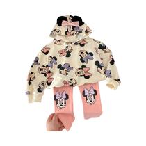 Conjunto De Moletom Minnie Para Meninas Com Manga Longa Moda De Outono Roupas Infantis 1-5 Anos