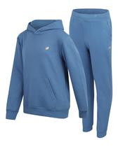 Conjunto de moletom New Balance Boys, 2 peças, moletom com capuz e calça de corrida, azul Laguna, tamanho 10-12