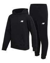 Conjunto de moletom New Balance para meninos de 8 a 12 anos, algodão, lã, preto