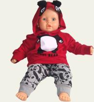 Conjunto de moletom para Bebê Menino Vermelho - Urso Orelhinhas - Elian