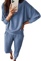 Conjunto de Moletom PRETTYGARDEN 2 Peças Canelado Azul G Conjunto de Moletom PRETTYGARDEN 2 Peças Canelado Azul G