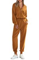 Conjunto de Moletom PRETTYGARDEN 2 Peças com Zíper Caramelo XL Conjunto de Moletom PRETTYGARDEN 2 Peças com Zíper Caramelo XL