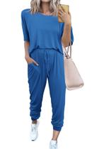 Conjunto de Moletom PRETTYGARDEN 2025 Dois Peças Lounge Azul XXL