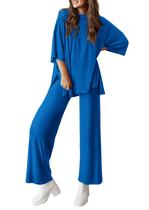 Conjunto de Moletom PRETTYGARDEN Azul Royal com Duas Peças XS