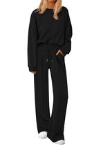 Conjunto de Moletom PRETTYGARDEN Calça Pantalona e Blusão Preto G