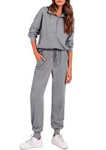 Conjunto de Moletom PRETTYGARDEN com Zíper Blusão e Calça Jogger Cinza G Conjunto de Moletom PRETTYGARDEN com Zíper Blusão e Calça Jogger Cinza G