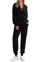 Conjunto de Moletom PRETTYGARDEN Feminino 2 Peças Suéter XL Preto Conjunto de Moletom PRETTYGARDEN Feminino 2 Peças Suéter XL Preto