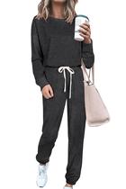 Conjunto de Moletom PRETTYGARDEN Feminino Dois Peças Cinza Escuro P Conjunto de Moletom PRETTYGARDEN Feminino Dois Peças Cinza Escuro P