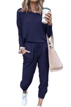 Conjunto de Moletom PRETTYGARDEN Feminino Manga Longa Azul Marinho M Conjunto de Moletom PRETTYGARDEN Feminino Manga Longa Azul Marinho M