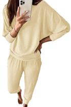 Conjunto de Moletom PRETTYGARDEN Feminino Outono 2 Peças em Malha Canelada P ao G
