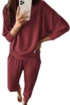 Conjunto de Moletom PRETTYGARDEN Marrom Vermelho Canelado 2 Peças M