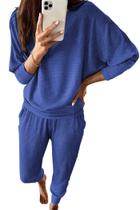 Conjunto de Moletom PRETTYGARDEN Outono 2 Peças Azul M Conjunto de Moletom PRETTYGARDEN Outono 2 Peças Azul M
