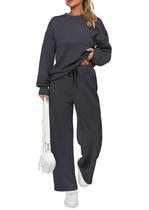 Conjunto de Moletom PRETTYGARDEN Outono 2025 Cinza Escuro Calça Pantalona XXL Conjunto de Moletom PRETTYGARDEN Outono 2025 Cinza Escuro Calça Pantalona XXL