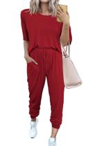 Conjunto de Moletom PRETTYGARDEN Vermelho 3XL com 2 Peças para Lazer
