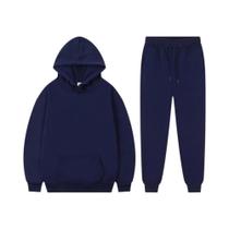 Conjunto De Moletom Unissex De Cor Sólida Com Capuz, Calças De Fleece Polar De Manga Longa, Casual