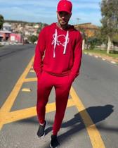 Conjunto de moletom vermelho masculino canguru Conjunto de moletom vermelho masculino canguru