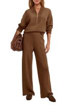 Conjunto de moletons femininos SENSERISE, 2 peças, roupa marrom Conjunto de moletons femininos SENSERISE, 2 peças, roupa marrom