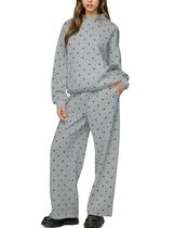 Conjunto de moletons HOCANDY Polka Dot para mulheres, moletom com capuz e calça de moletom