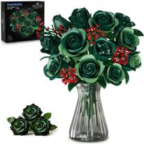 Conjunto de Montagem PLAXSOON Buquê de Rosas Verdes 523 Peças com Luzes