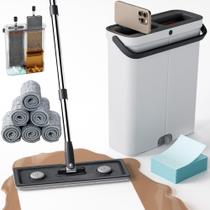 Conjunto de Mop para Piso e Balde POPMOP com 6 Refis de Microfibra