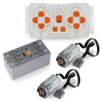 Conjunto de motores TEESE Technic 4 unidades com motor, controle remoto, caixa de bateria