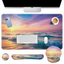 Conjunto de mouse pad 4 em 1 Britimes, grande, 90x40 cm, ergonômico Conjunto de mouse pad 4 em 1 Britimes, grande, 90x40 cm, ergonômico