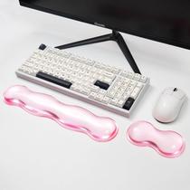 Conjunto de mouse pad com apoio de pulso em gel rosa ondulado Aszqvd Conjunto de mouse pad com apoio de pulso em gel rosa ondulado Aszqvd