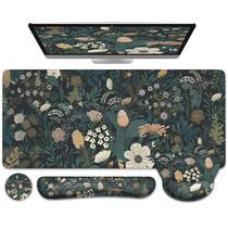 Conjunto de mouse pad iCasso 4 em 1 Tapete ergonômico Floral XXL