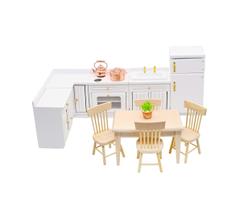 Conjunto de móveis de cozinha em miniatura Hiawbon em escala 1:12 com 15 unidades Conjunto de móveis de cozinha em miniatura Hiawbon em escala 1:12 com 15 unidades