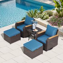 Conjunto de móveis de pátio ao ar livre Yalissey, 5 peças com pufe Conjunto de móveis de pátio ao ar livre Yalissey, 5 peças com pufe