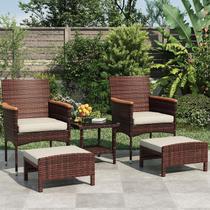 Conjunto de móveis de pátio externo ARTBUSKE 5PCS com mesa e pufe