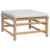 Conjunto de móveis de pátio vidaXL Bamboo com almofadas cinza claro