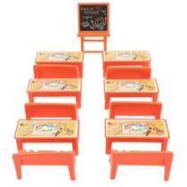 Conjunto de móveis de sala de aula em miniatura Dollhouse Desk & Chair