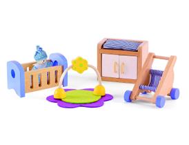 Conjunto de móveis Doll House Hape Baby's Room White Wood Conjunto de móveis Doll House Hape Baby's Room White Wood