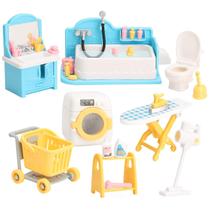 Conjunto de móveis Dollhouse BananMelonBM com banheiro para crianças a partir de 3 anos