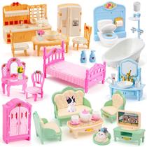 Conjunto de móveis Dollhouse HAPGFS 45 peças, mini acessórios