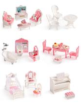Conjunto de móveis Dollhouse ROBUD 26 peças rosa e branco