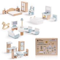 Conjunto de móveis Dollhouse ROBUD Wooden, 23 unidades, 5 quartos ou mais de 3 anos